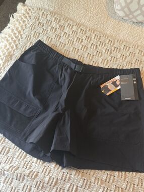Avia Black Women's Cargo Shorts with Elastic Waist and Buckle